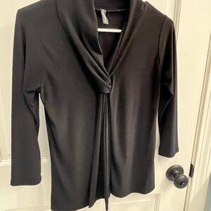 JM Fleurette Black Drape Neck Top